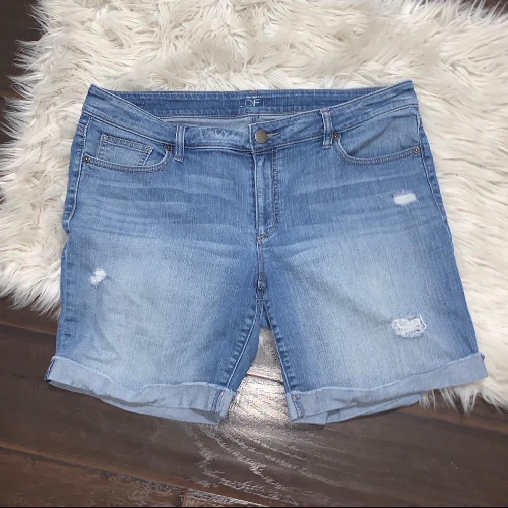 Ann Taylor loft distressed Jean shorts size 14